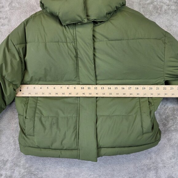 American Eagle Jacket Womens Small Green Hooded Puffer Coat Winter Warm - Picture 4 of 12